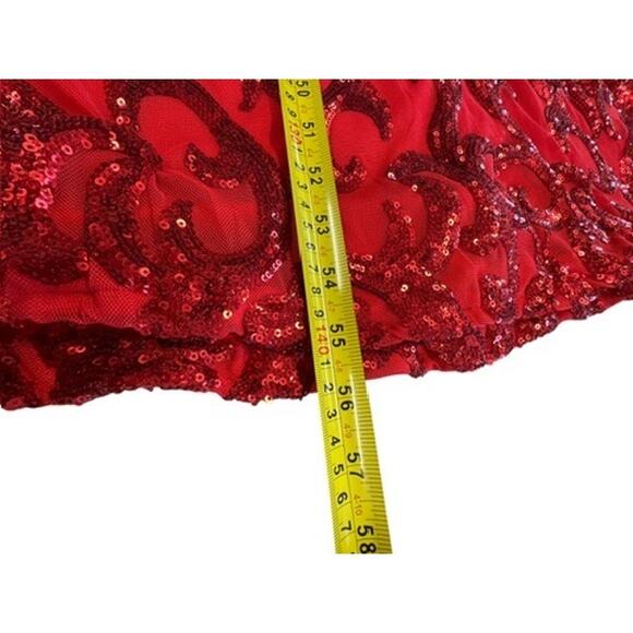 "Windsor" Sequin Maxi Open Back Red Prom Dress SZ S Pretty Women Formal Mob Wife - Picture 6 of 9